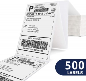 In Stock A6 Waybill Sticker Direct Thermal Sticker Fanfold Shipping Label 100x150mm Water-Proof Thermal Label Free Sample