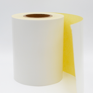 80gsm semi gloss paper/anti- freeze hot melt adhesive/ 60gsm yellow glassine paper