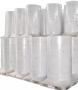 Chinese Factory Glossy White BOPP Label Jumbo Roll Free Slitting Self Adhesive PP Plastic Film Jumbo for Flexo Printer