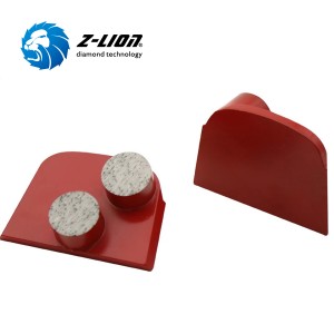 Metal bond double button wedge-in diamond grinding plates for concrete floor surface preparation and restoration