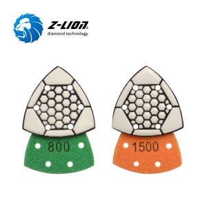 Dry resin triangle diamond polishing pads for polishing corners and edges