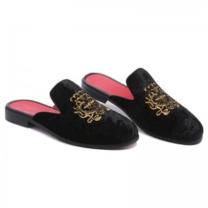 Men Smoking loafer Manufacturers Casual Embroidery Pattern  OEM Slipper Slipper Flat Driving Shoes