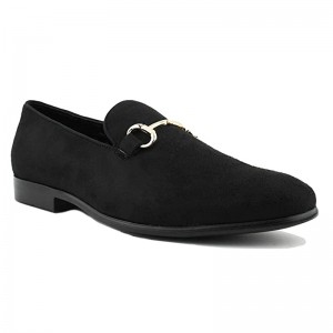 Men Custom Dress Shoes Making Black Suede Smoking Loafer  For Men