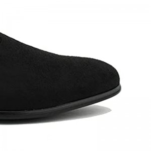 Men Custom Dress Shoes Making Black Suede Smoking Loafer  For Men