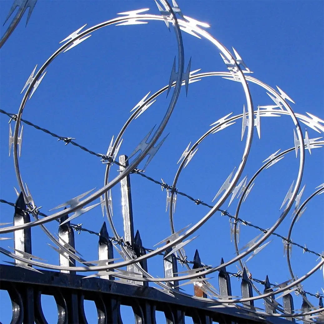 BTO-22 Galvanized Razor Wire Coils With Loops Diameter 600 mm Used On Ships For Anti-piracy