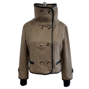 2021 modern basic long sleeve  herringbone woollen coat women wholesale