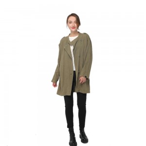 2020 modern ramie trench coat with shoulder straps and long sleeves women wholesale
