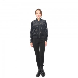 2020 modern elegant velvet embroidery jacket with front zipper fastening women wholesale