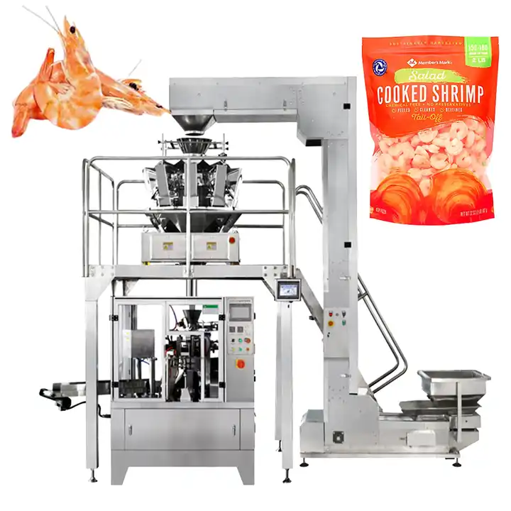 Automatic Doypack Zipper Pouch Packing Machine Frozen Food Seafood Shrimp Packing Machine