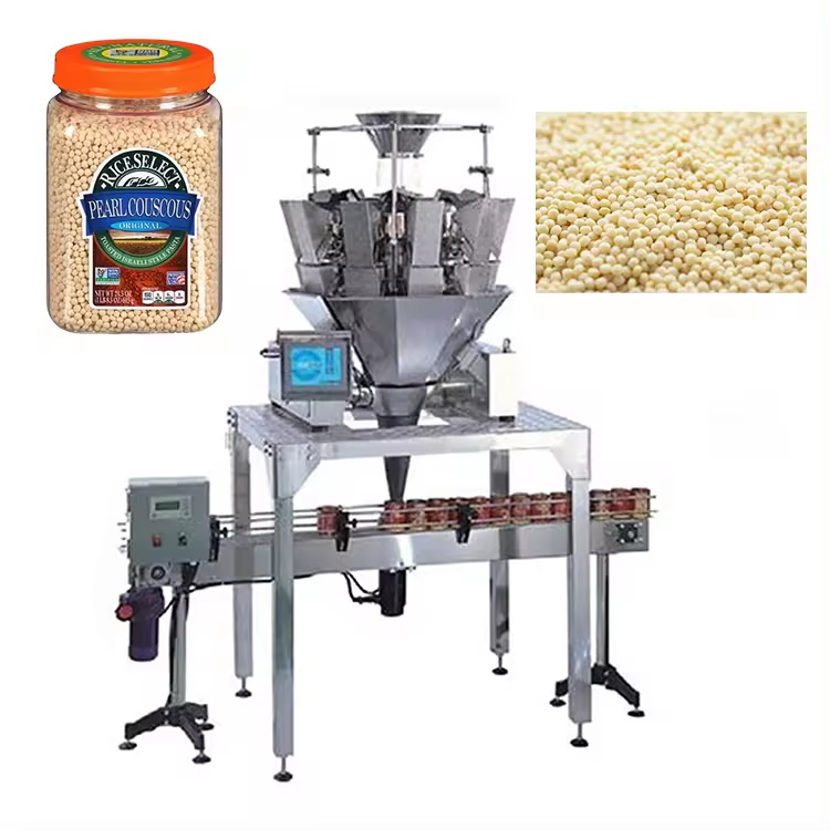 Multi-function Bottle Filling Line 500g 1kg Rice Pearl Couscous Packing Machine with Multi-head Weigher