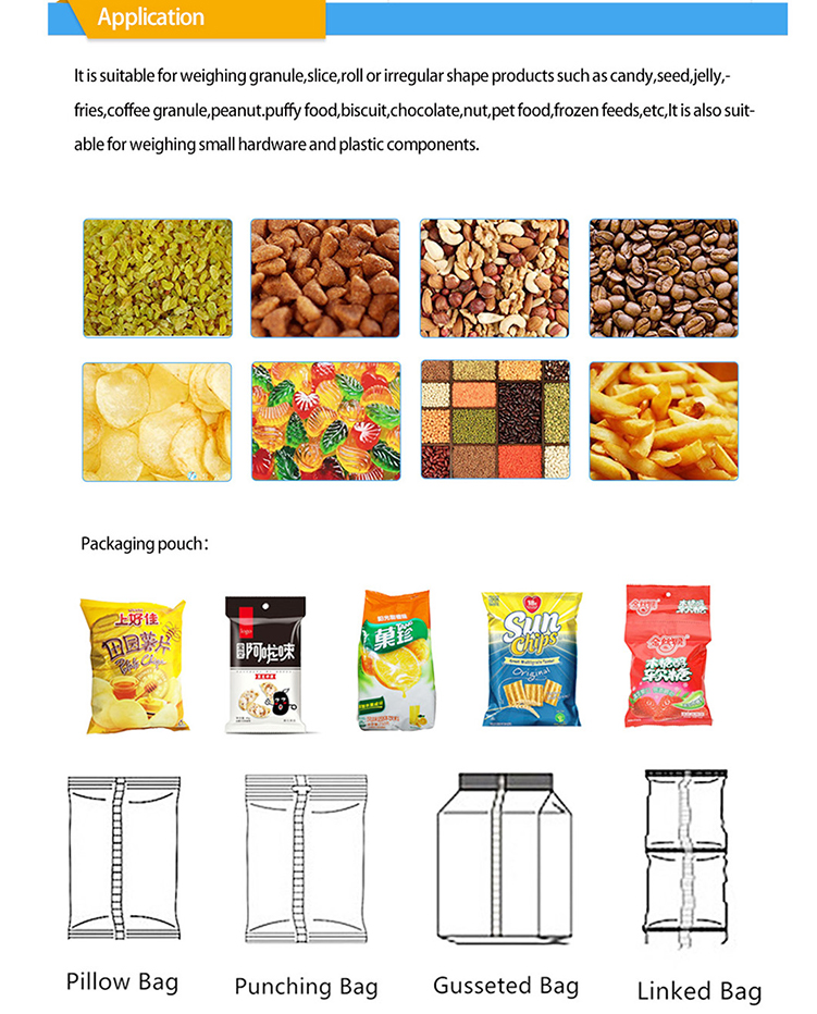 Macchine di imballaggio di popcorn industriali multifunzione Macchina di imballaggio di alimenti