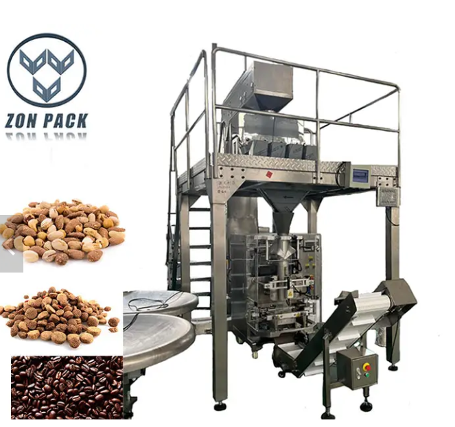 Automatic VFFS Nuts Granule Vertical Packing Machine With 4 Heads Linear Weigher