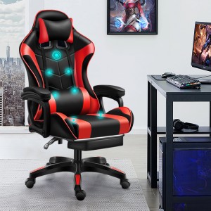 Adjustable Reclining Ergonomic Faux Leather Swiveling PC & Racing Game Chair