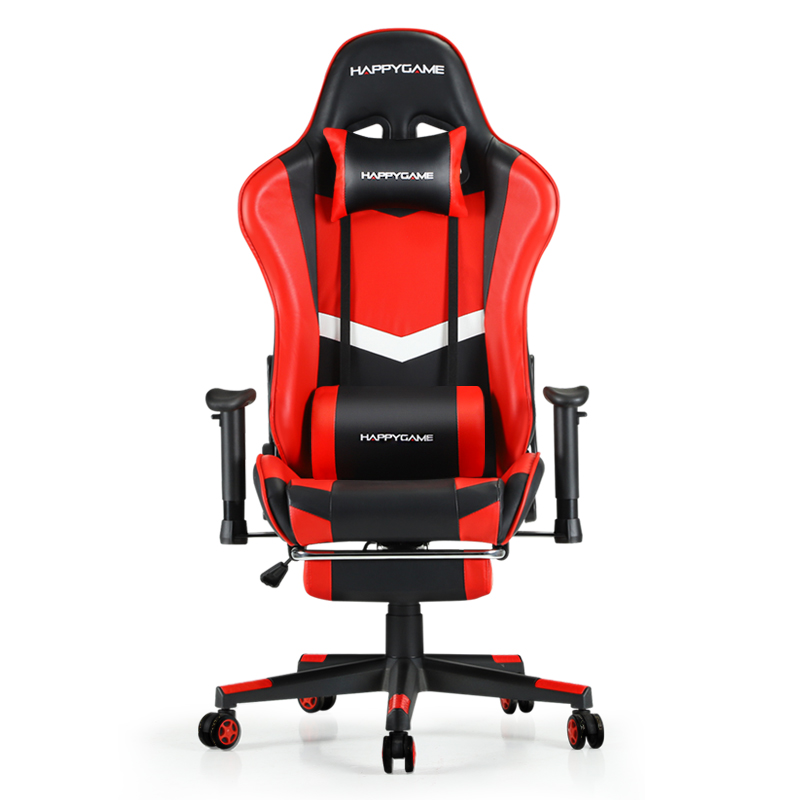 HAPPYGAME Gaming Chair Office Chair with Footrest High Back Computer Chair Leather Desk Chair Racing Executive Ergonomic Adjustable Swivel Task Chair with Headrest and Lumbar Support