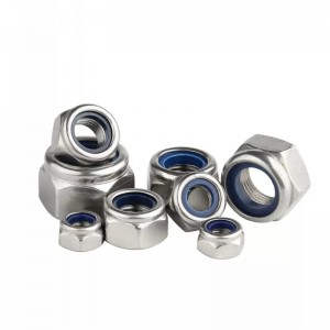 Kacang Kunci DIN 985 Nilon berkualitas tinggi, SUS304 316 Stainless Steel Kacang Kunci Heksagonal