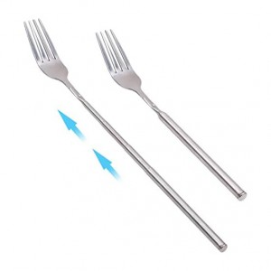 Stainless Steel Telescopic Pole Camping Fork for Outdoor BBQ Using