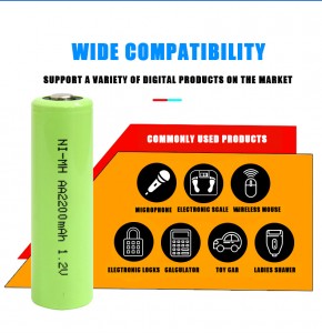 Renewable Design for Factory Direct AA AAA Rechargeable Batteries Ni-MH Ni-CD 2200mAh 1.2V NiMH Ni-MH Battery with CE