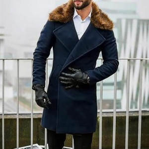 Winter Faux Fur Collar Warm Long Coats Men’s Overcoat Trench Overcoat Fashio