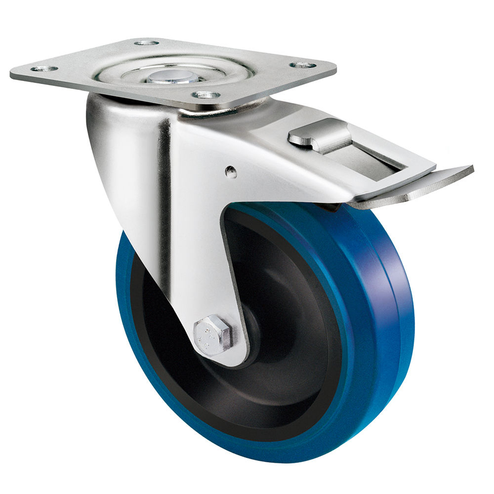 125mm 5Inch Industrial Rubber Cart Wheels Swivel Locking Caster Wheels with Brake