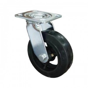 200mm Roller Bearing Top Plate Stem Heavy Loading Trolley Industrial Swivel Cast Iron Black Rubber Castor Wheels