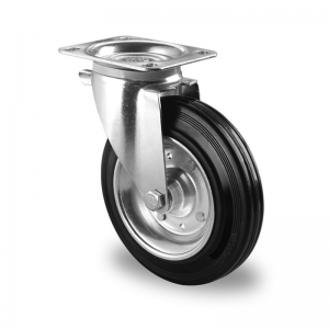 Wholesale China Pu Stainless Steel Caster Wheel Suppliers –  200mm Solid Rubber Swivel Waste Bin Caster wheel with EN 840 certification  – PLEYMA
