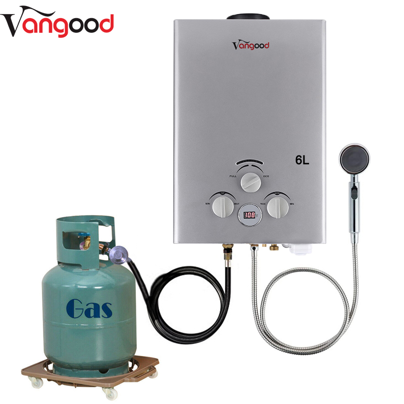 Open Flue Type 6L Water Gas Heater White Panel With Shower Head
