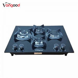 Glass Top Automatic Butane Kitchen Cooktop 4 Burner Gas Stove