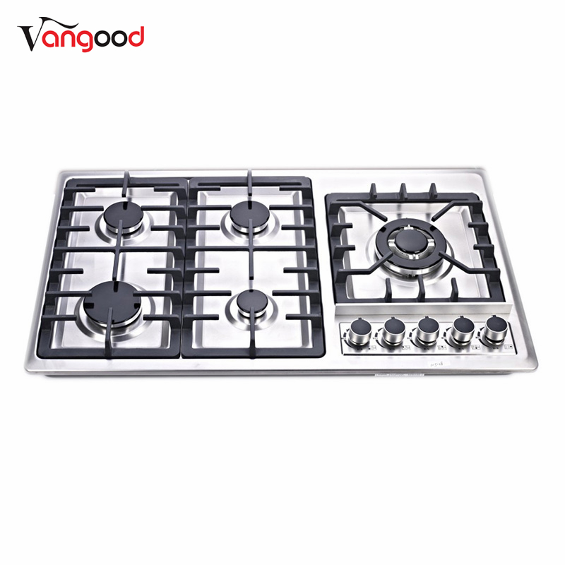 OEM Factory for Installing Gas Cooktop - Kitchen Home Appliance 5 Burner Gas Hob with Stainless Steel Panel – Vangood