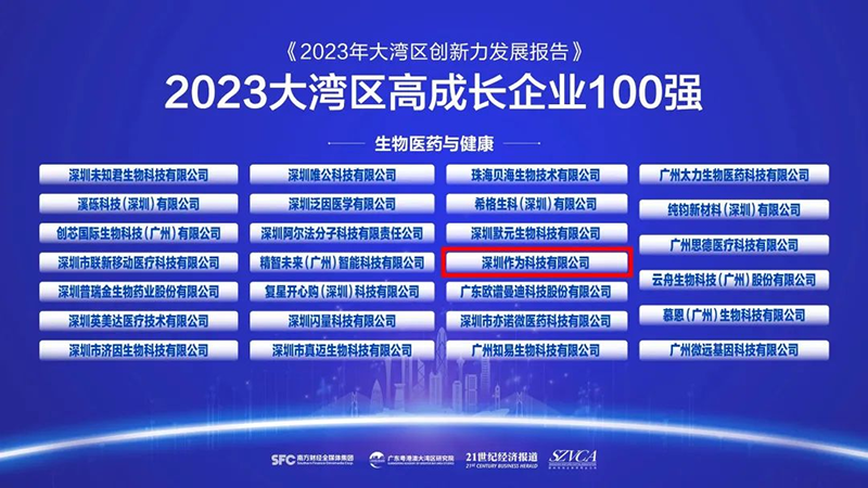 Shenzhen Zuowei Technology was listed in the 2023 Guangdong, Hong Kong and Macao Greater Bay Area Top 100 High-Growth Enterprises List