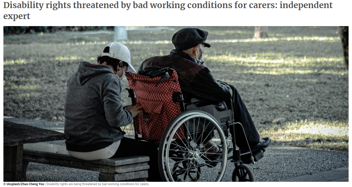 Disability rights threatened by bad working conditions for carers: How to improve this contradiction？