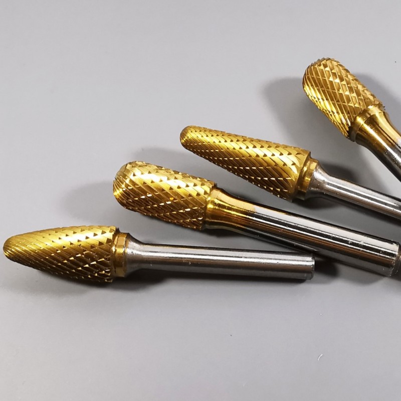 Tungsten Cemented Carbide Rotary Burrs Rotary Flame TIN coated Rotary Burrs