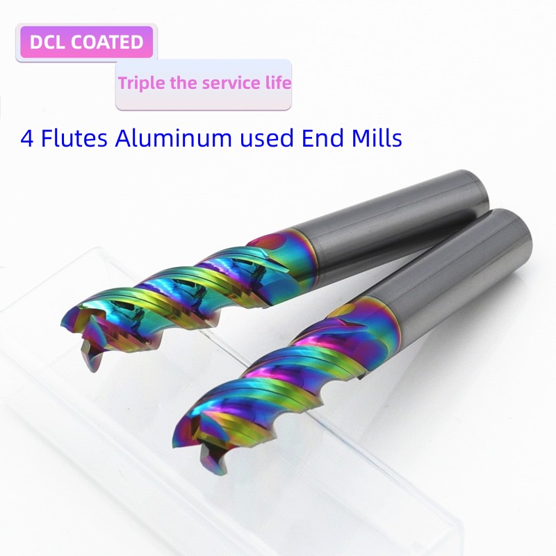 DLC Coating End Mill 3 Flute High Polished Milling Cutter CNC Helix End Mill For Aluminium