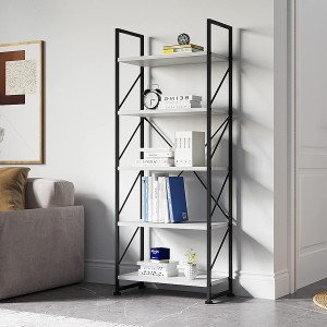 5 Tiers Bookshelf, Classically Modern Bookshelf, Book Rack, Storage Rack Shelves in Living Room/Home/Office, Books Holder Organizer for Books/Movies – White