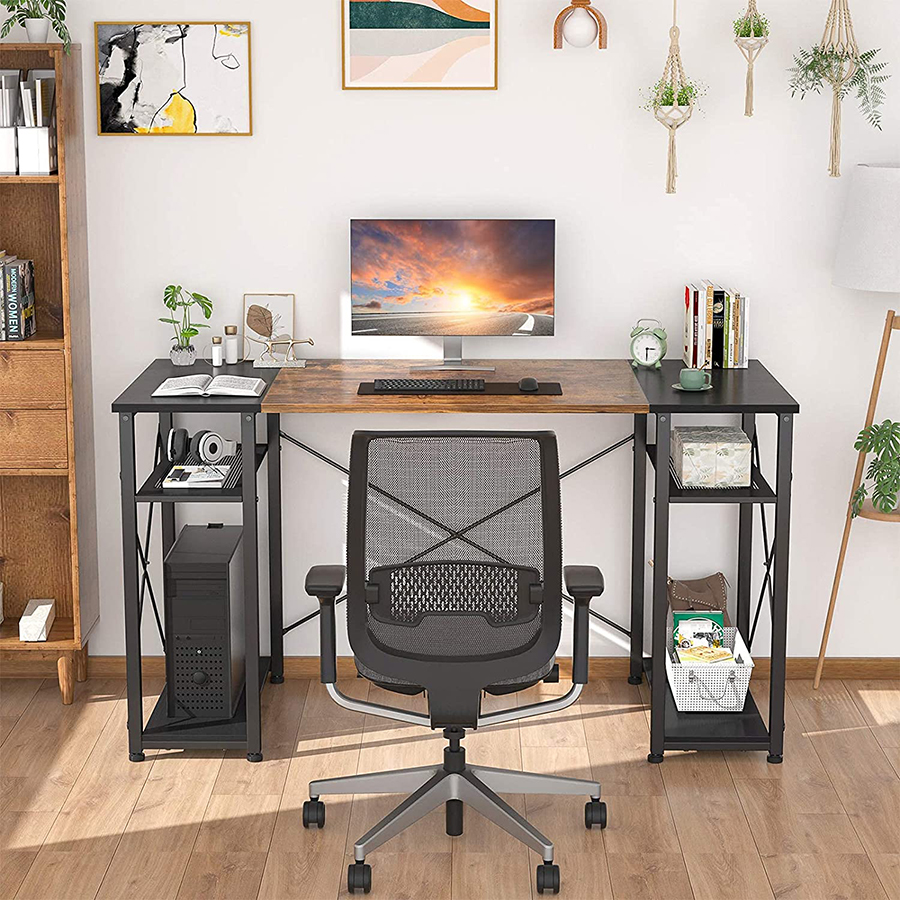 Table Pc Manufacturers –  Home  Office Desk Industrial Sturdy Writing Table with Storage Shelves Modern Simple Style PC Desk for Home Office Study Room Computer desk – Zhuozhan detail pictures