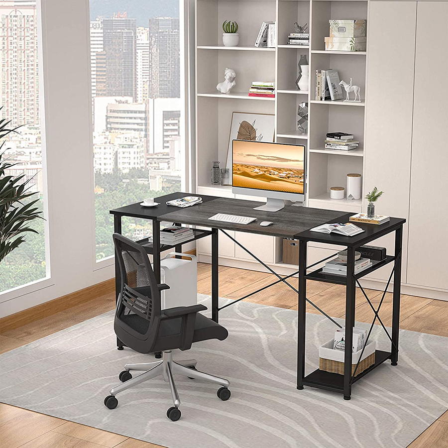 Table Pc Manufacturers –  Home  Office Desk Industrial Sturdy Writing Table with Storage Shelves Modern Simple Style PC Desk for Home Office Study Room Computer desk – Zhuozhan detail pictures
