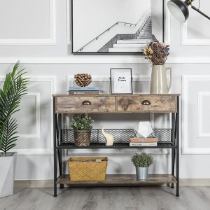 3-Tier Console Sofa Table with Drawers Industrial Entry Table Entryway Table with Storage Freestanding Vintage Side Foyer Tables Hallway Table for Home Living Room Corridor