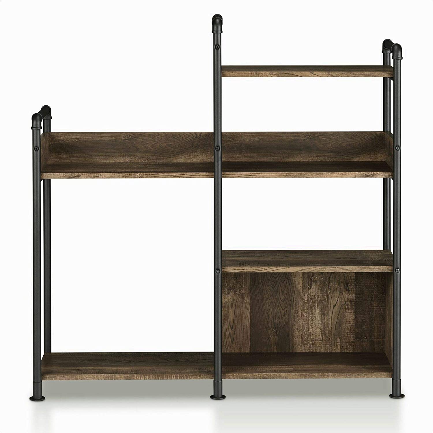 European styled vintage industrial acacia wood bookshelf