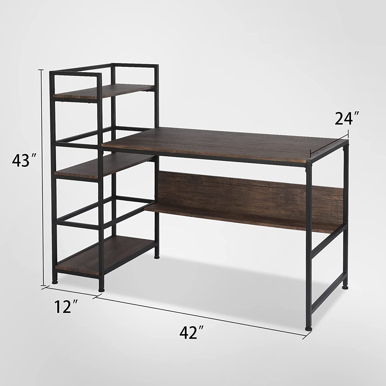 54 inch Modern Simple Style with 3 Storage Shelves for Home Office Wooden Bookshelf for Study Writing Table Computer Desk