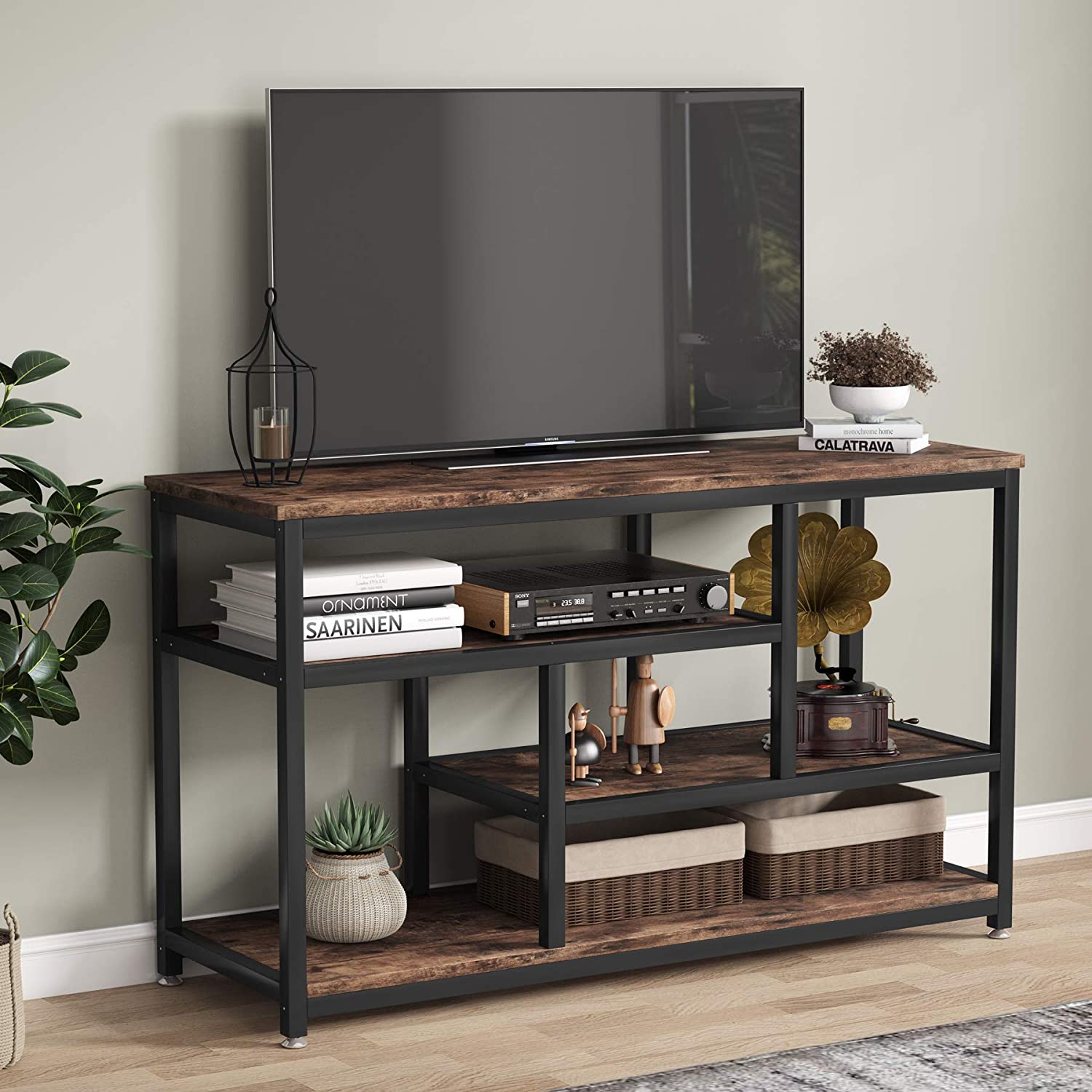 TV Stand for TV up to 55" Media Console Table with Storage Shelves