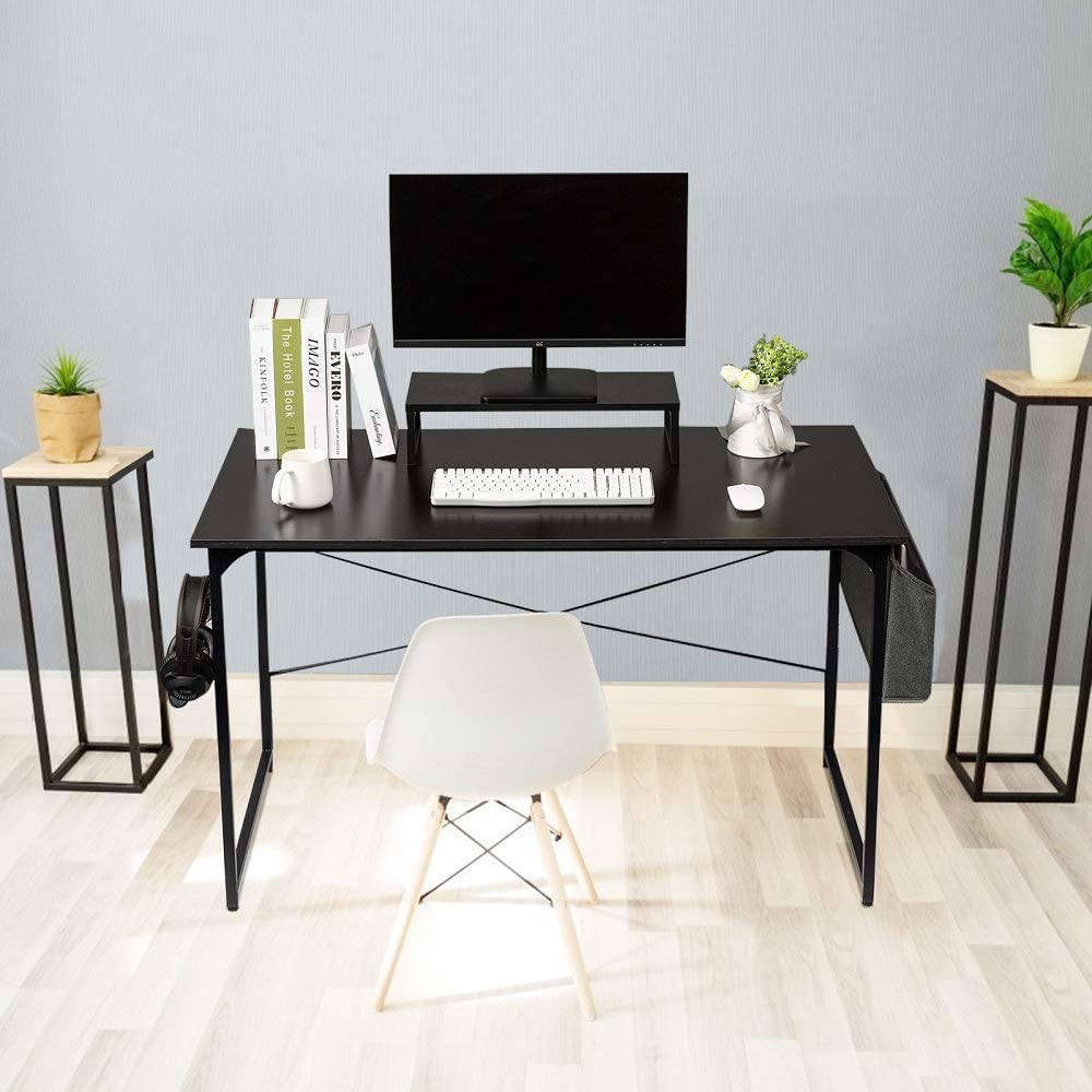 Modern Simple Student School Study Desk Computer Work Desk  Home Office Desk Writing Study Table with Monitor Stand Storage