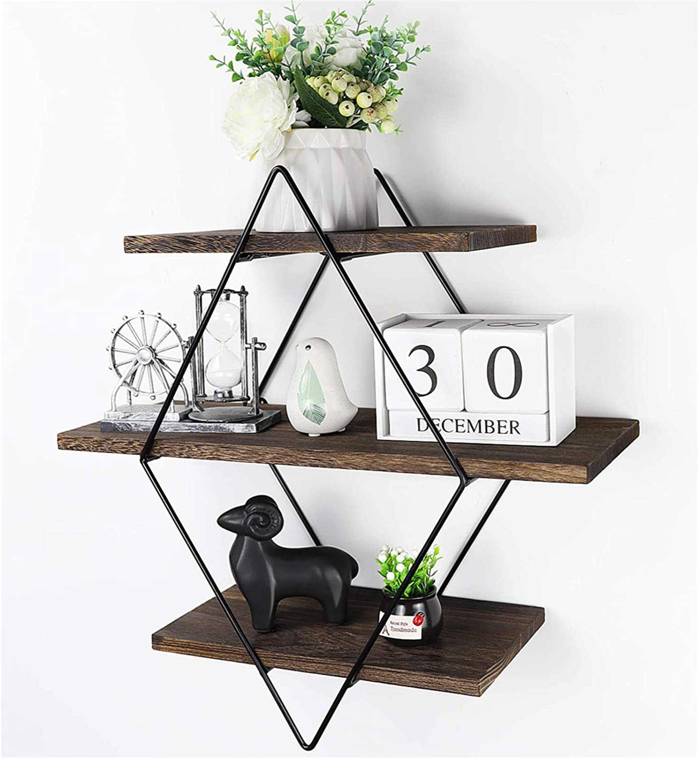 Wholesale high quality  geometric metal and wooden wall-mounted shelf shelves Featured Image