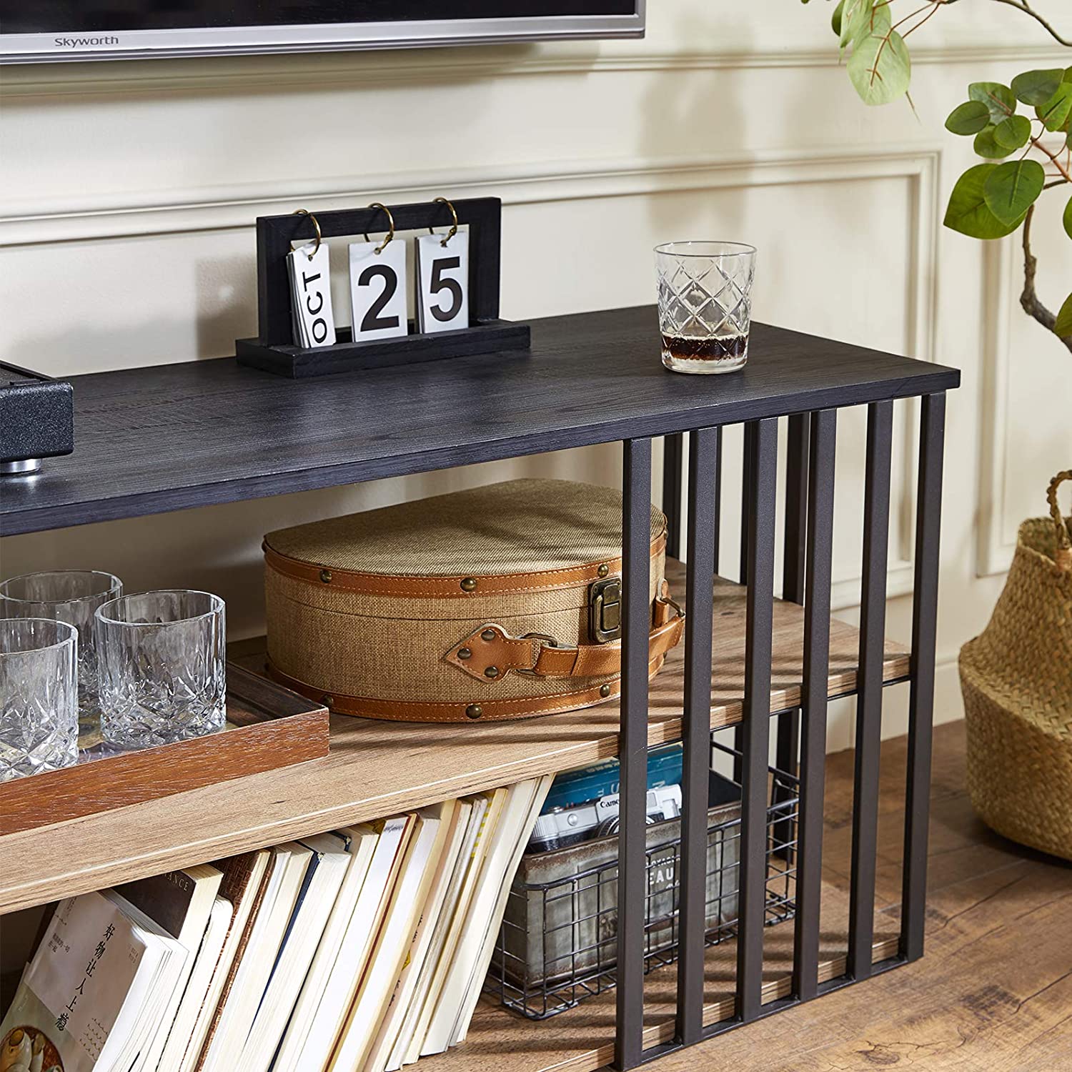 Linsy Home TV Stand for TV up to 50 in Coffee Table with 3 Tier Shelf