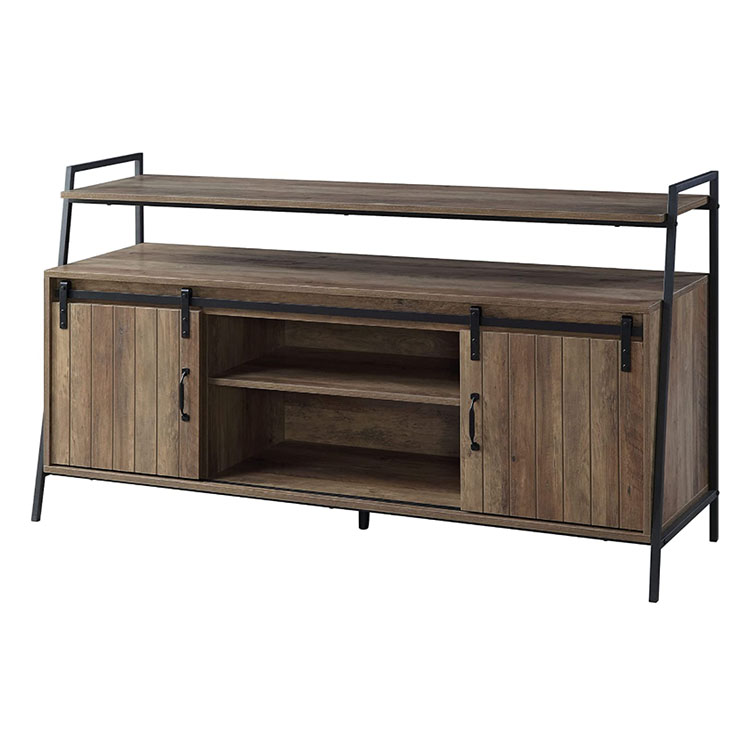 Knocbel Industrial 60in TV Stand Television Console Table Storage Cabinet with Sliding Barn Doors and Compartments Featured Image