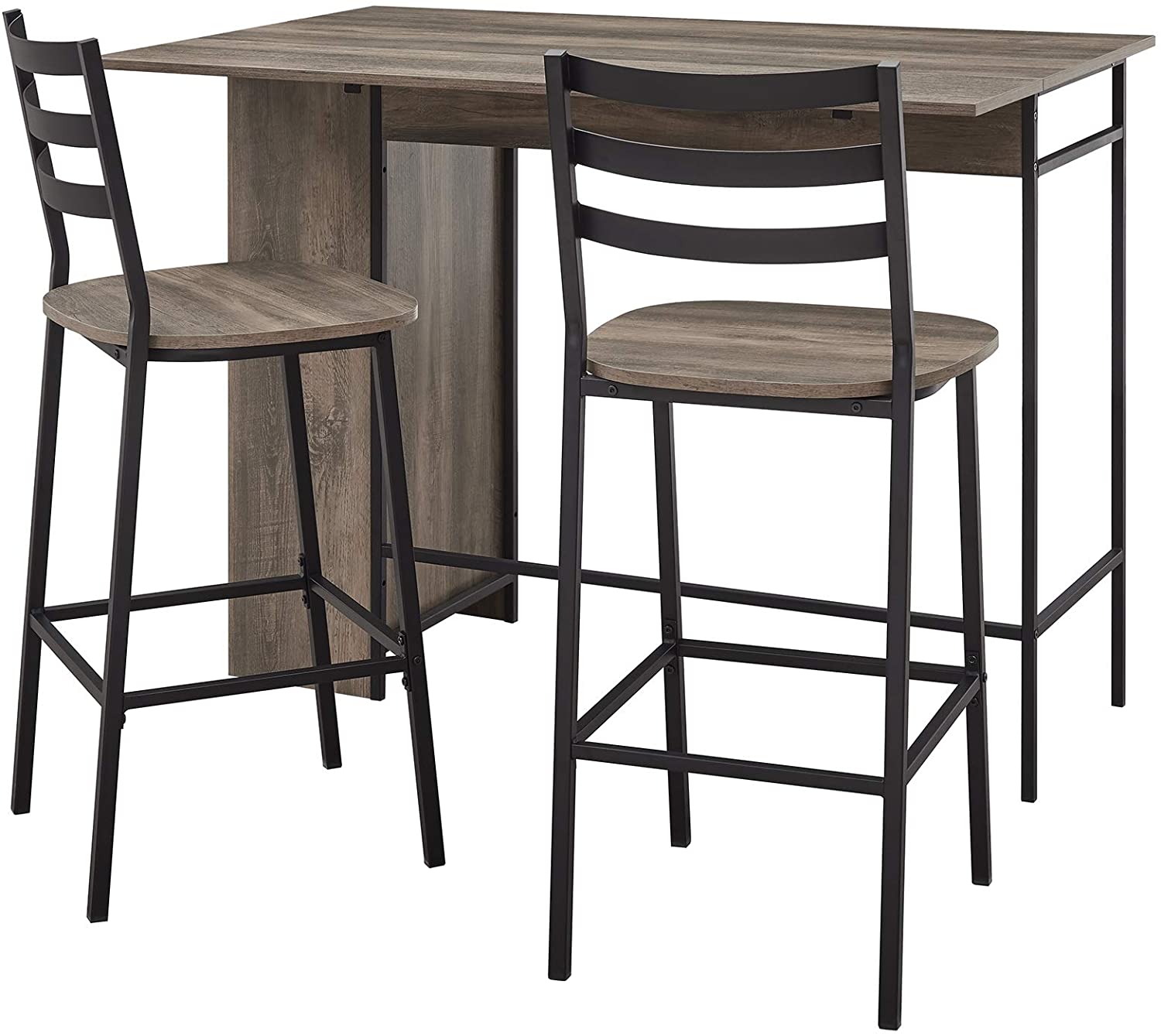 China wholesale Dinning Room Table Set Manufacturers –  Industrial Height Bar 3-piece Table Chair Set For Small Space With Storage – Zhuozhan