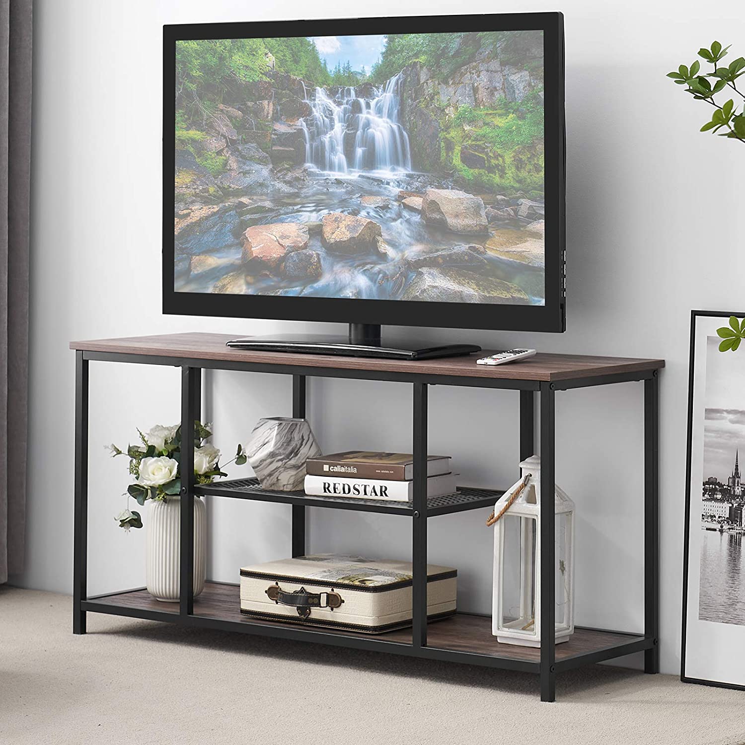 TV Stand for TVs up to 50 Inch Rustic TV Console Table with Storage Shelf